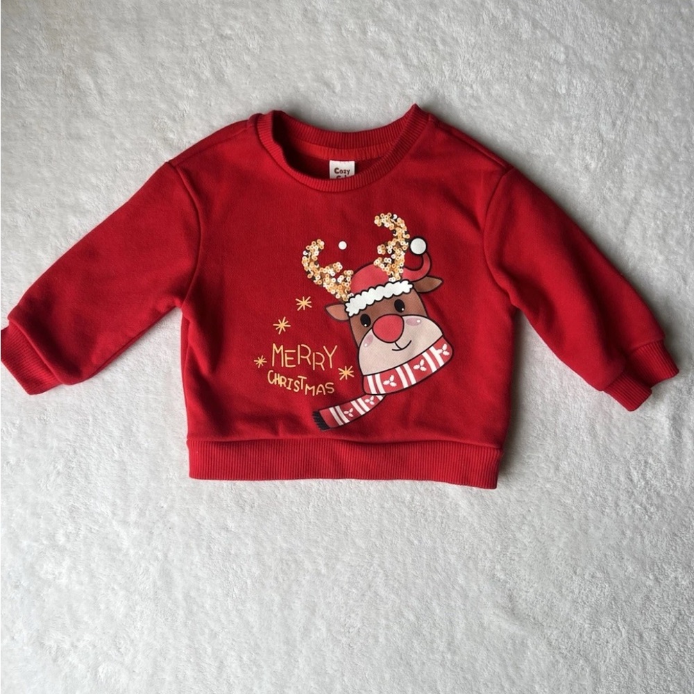 Cozy cub Festive Red Reindeer Sweatshirt